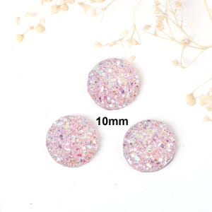 10 pcs Druzy Resin Embellishment Cabochons Light Pink Blush - 10mm - Dome Circle